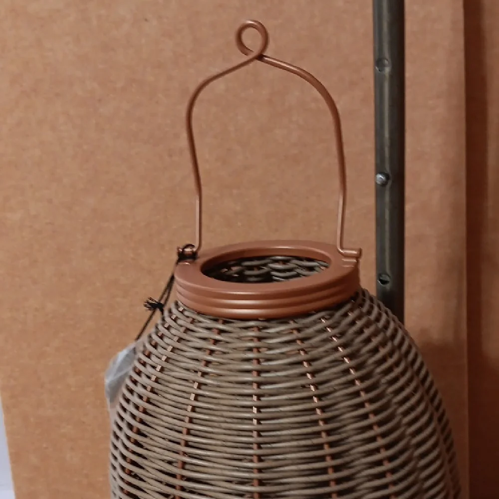 Threshold Rustic Woven Lantern - Tan and Brown